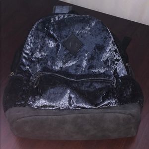 navy blue suede book bag